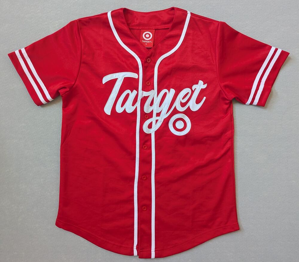 Rare Target Employee Baseball Jersey Red Button Up Uniform Shirt Size L